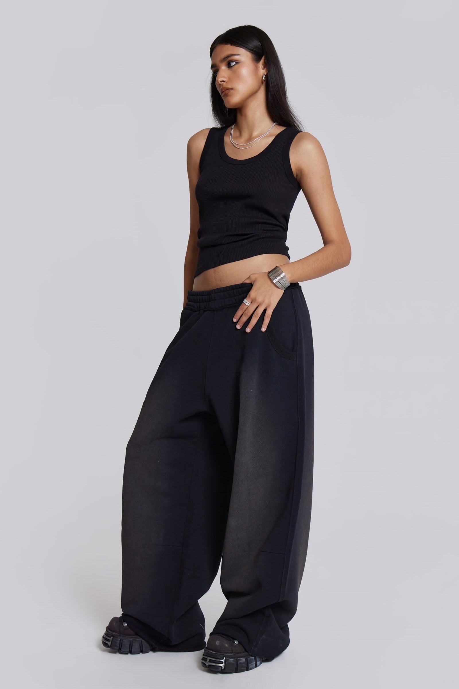 Czarne spodnie oversize z Bawełny. Unisex