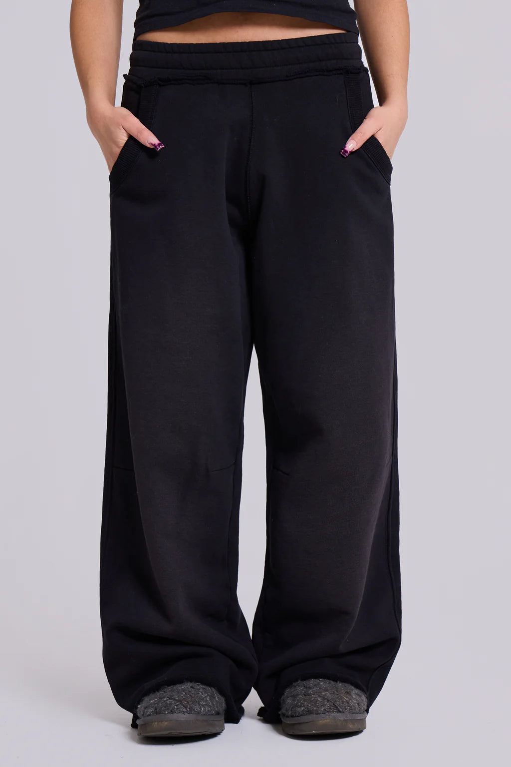 Czarne spodnie oversize z Bawełny. Unisex