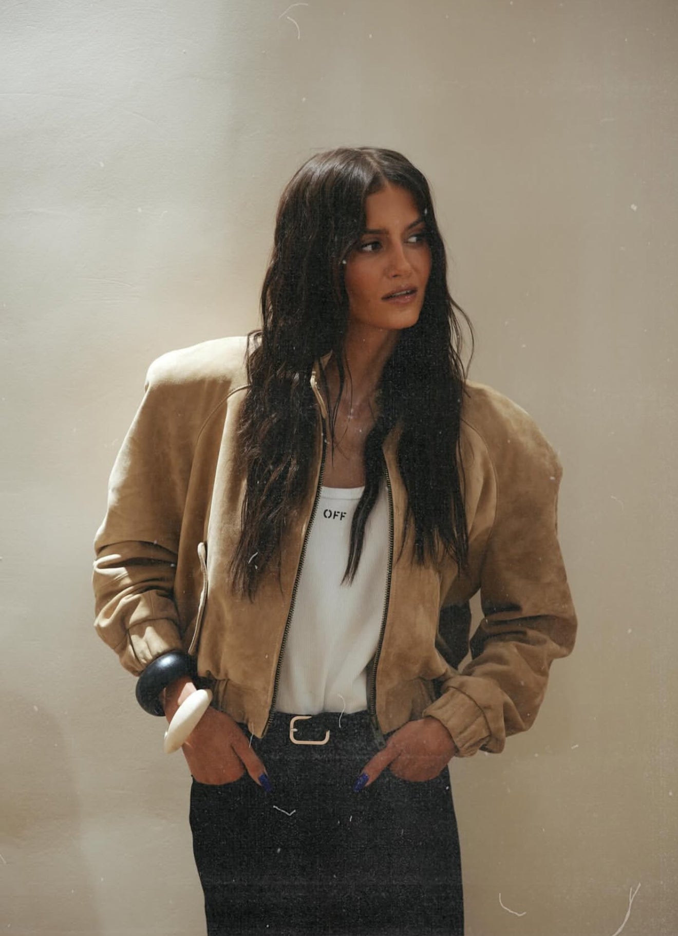 Kurtka Bomber z zamszu naturalnego