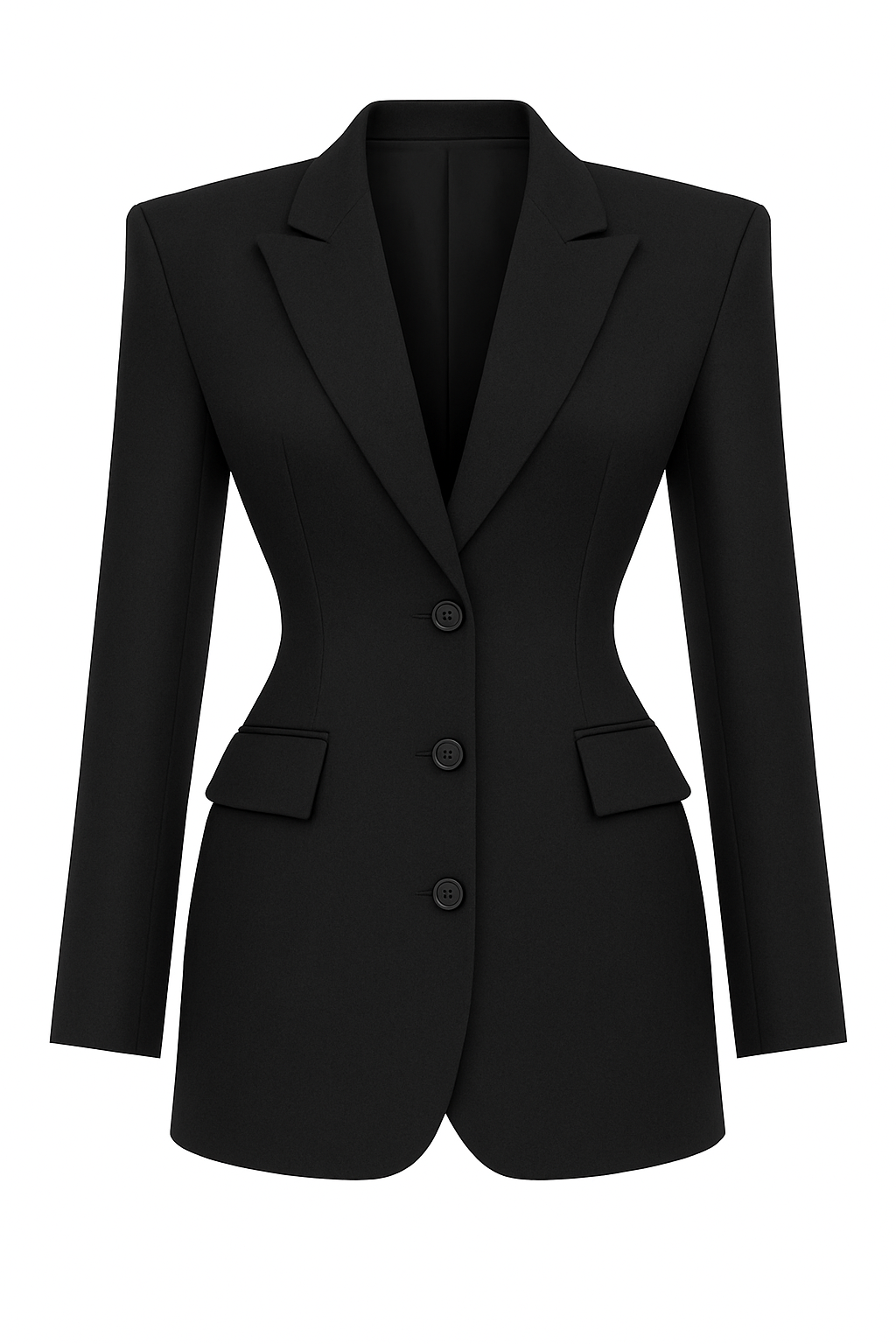 Czarna marynarka sukienka Paris – mocne ramiona, wełna | Vaulte The Label