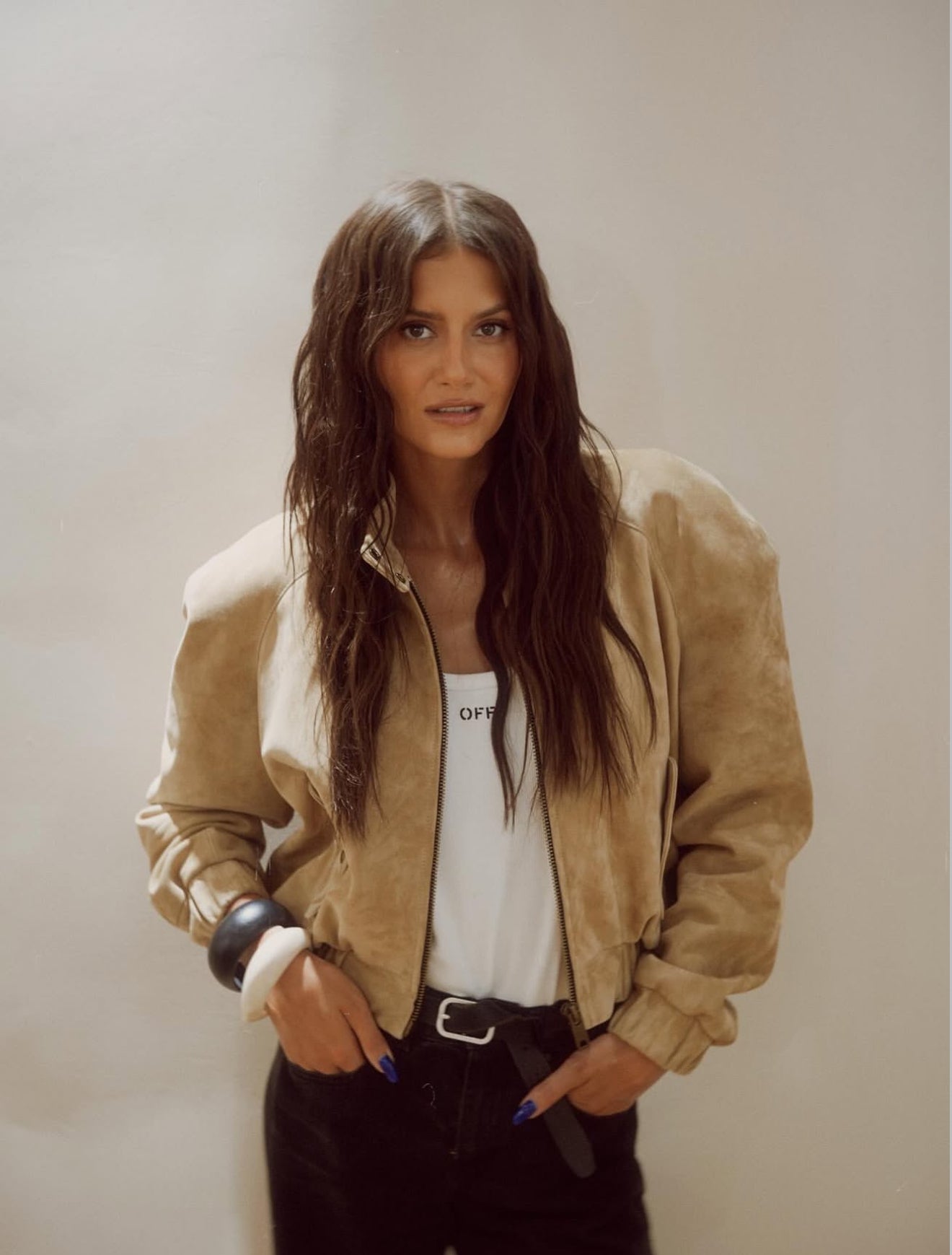 Kurtka Bomber z zamszu naturalnego