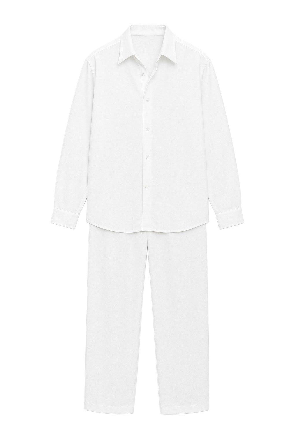 Męski biały komplet z lnu - koszula i spodnie - dwa kolory