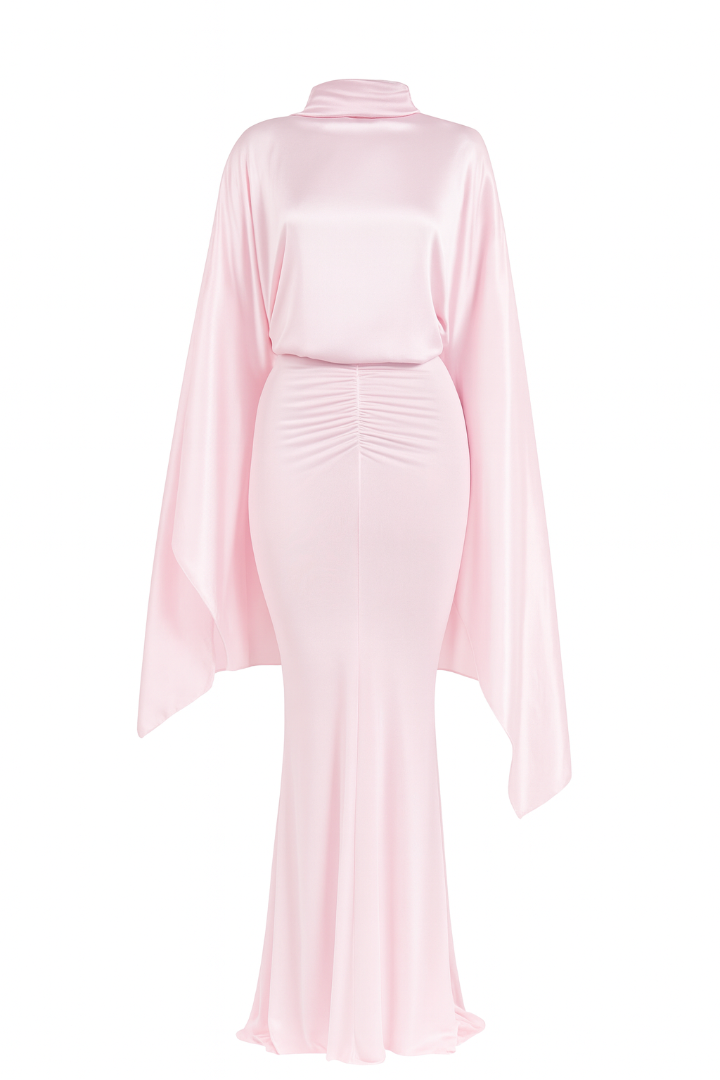 Różowy komplet z jedwabiu - kimono z pęknięciami i długa półprzezroczysta spódnica