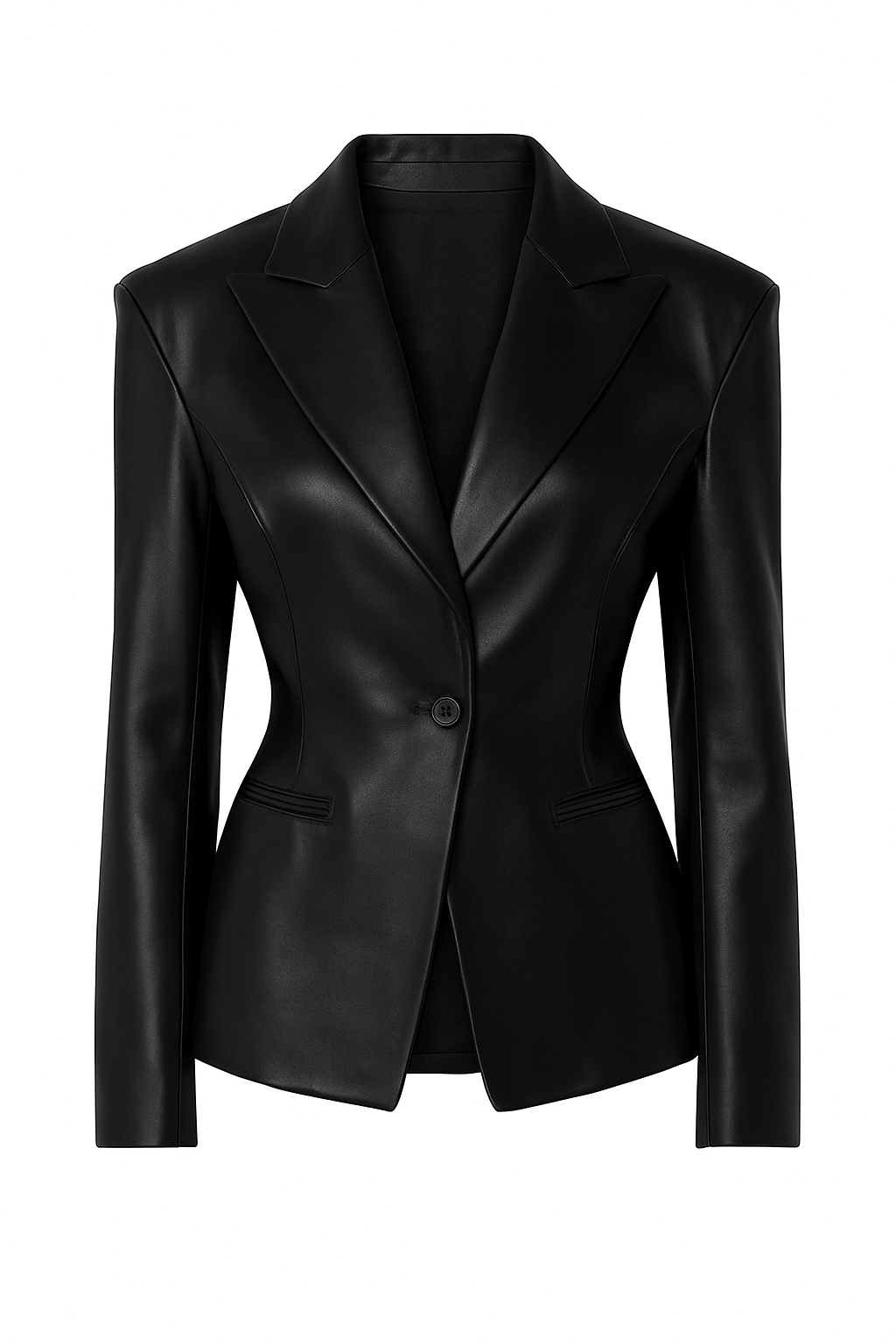 Skórzana czarna taliowana marynarka