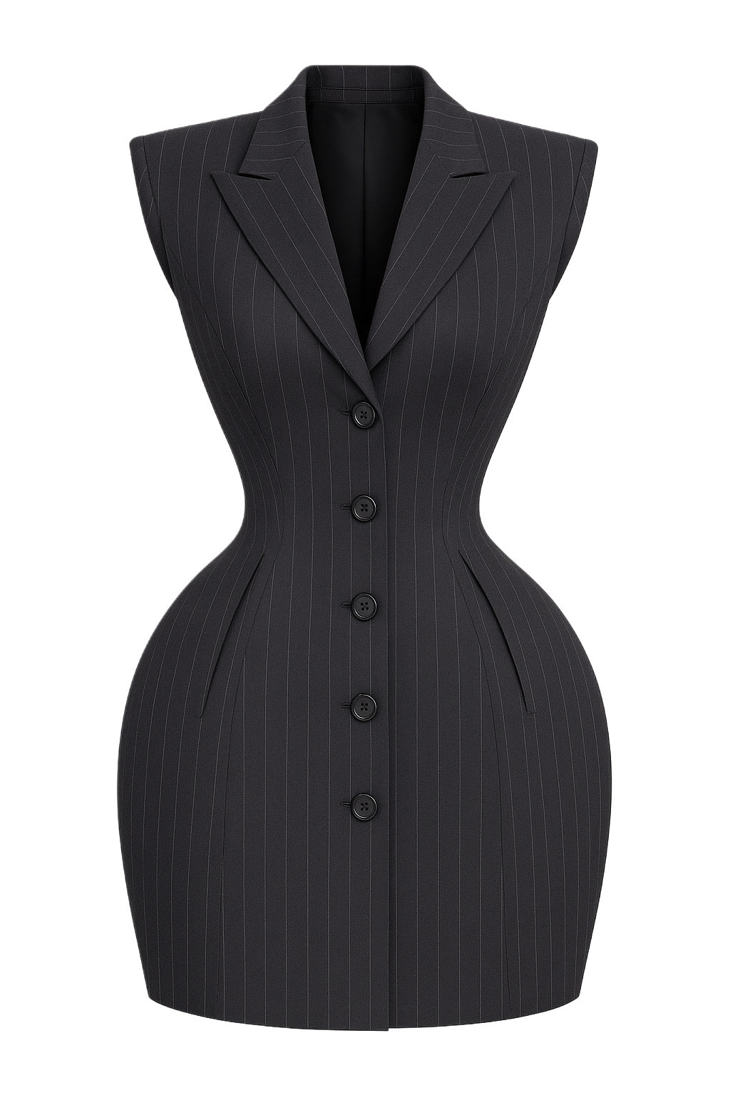 Grafitowa sukienka mini w prążek – gorset i wiązanie | Vaulte The Label