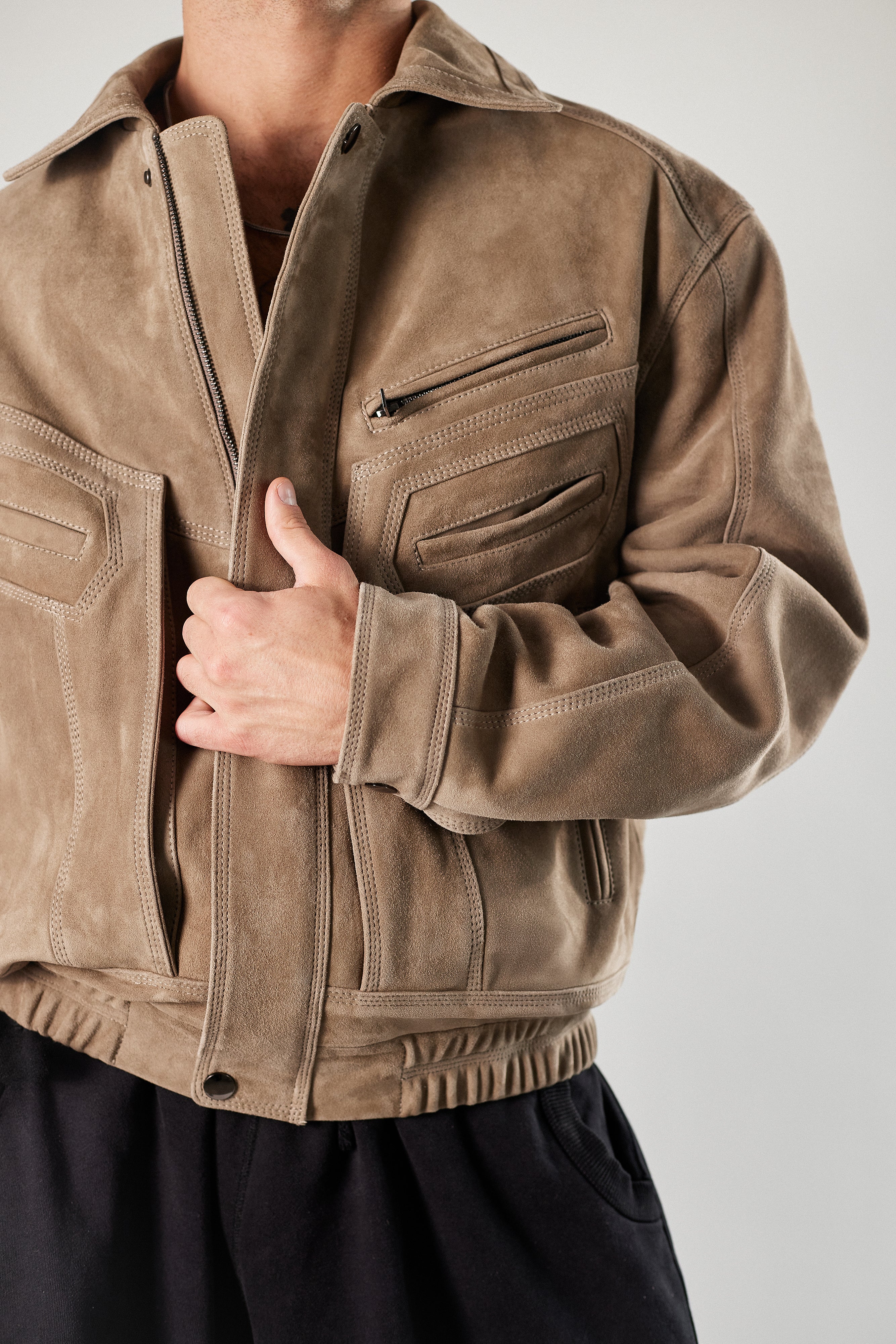 Skórzana kurtka Cappucino Unisex z zamszu