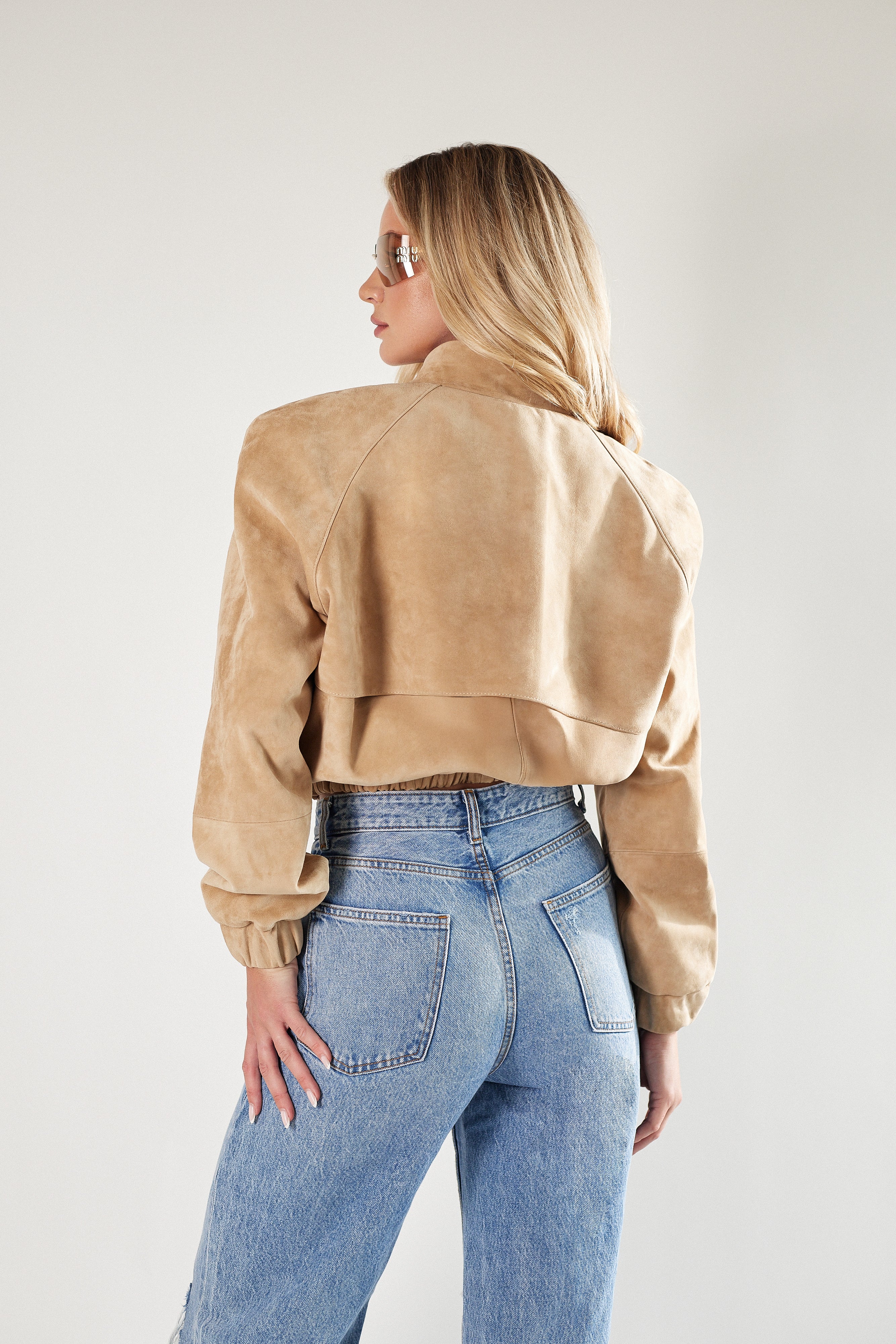 Kurtka Bomber z zamszu naturalnego