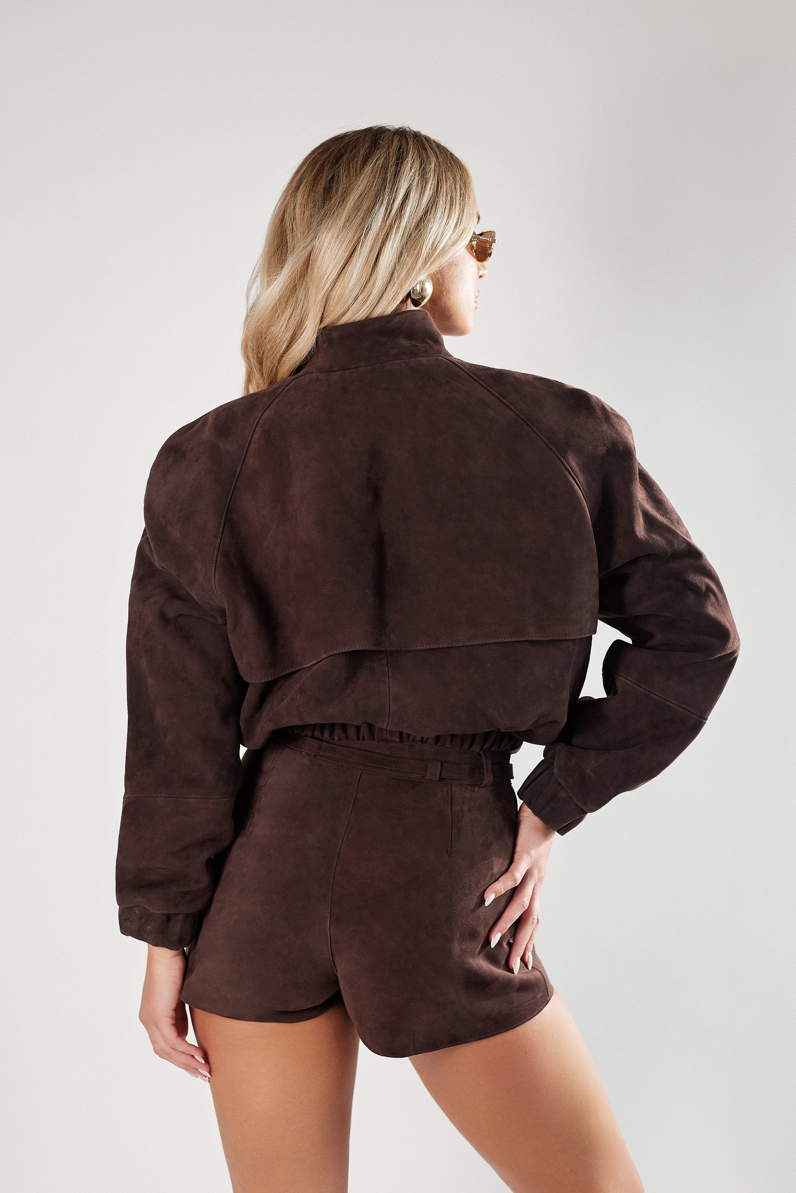 Kurtka Bomber z zamszu naturalnego