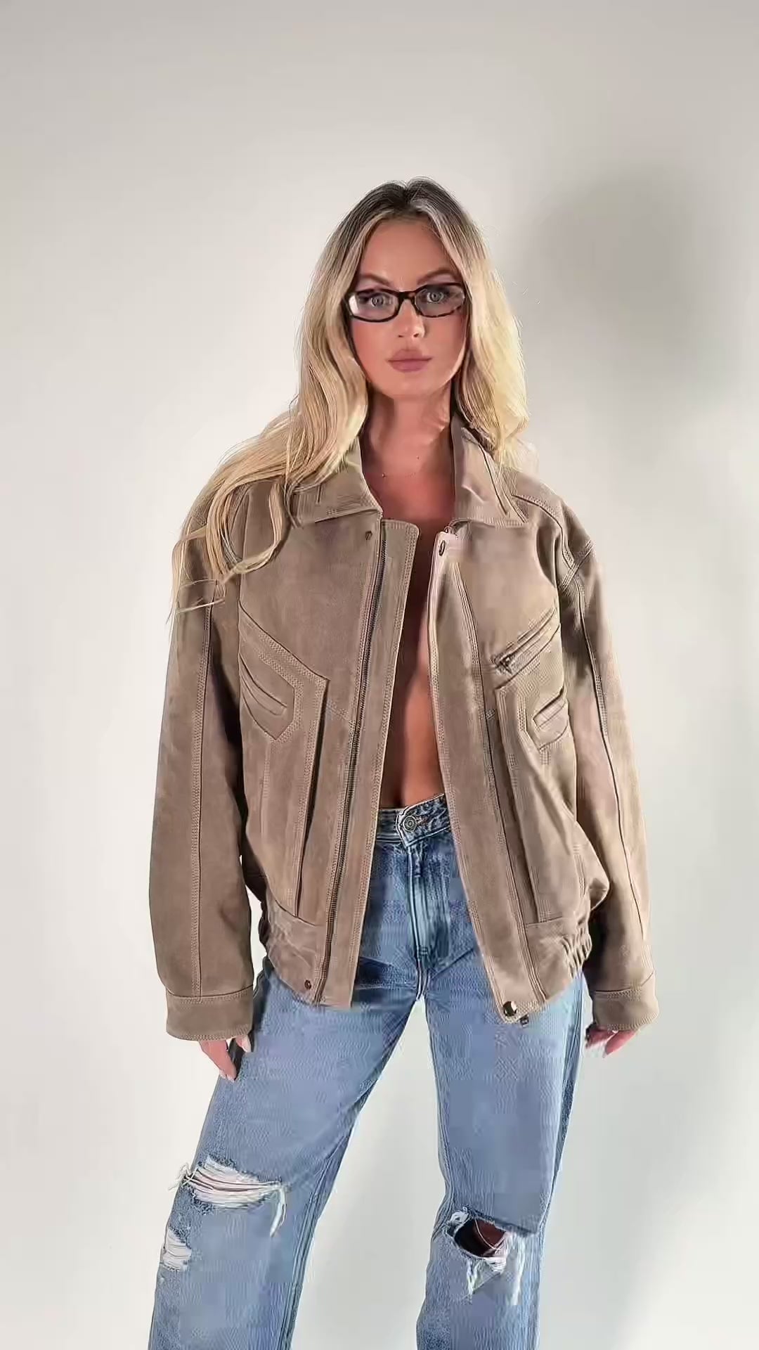 Skórzana kurtka Cappucino Unisex z zamszu