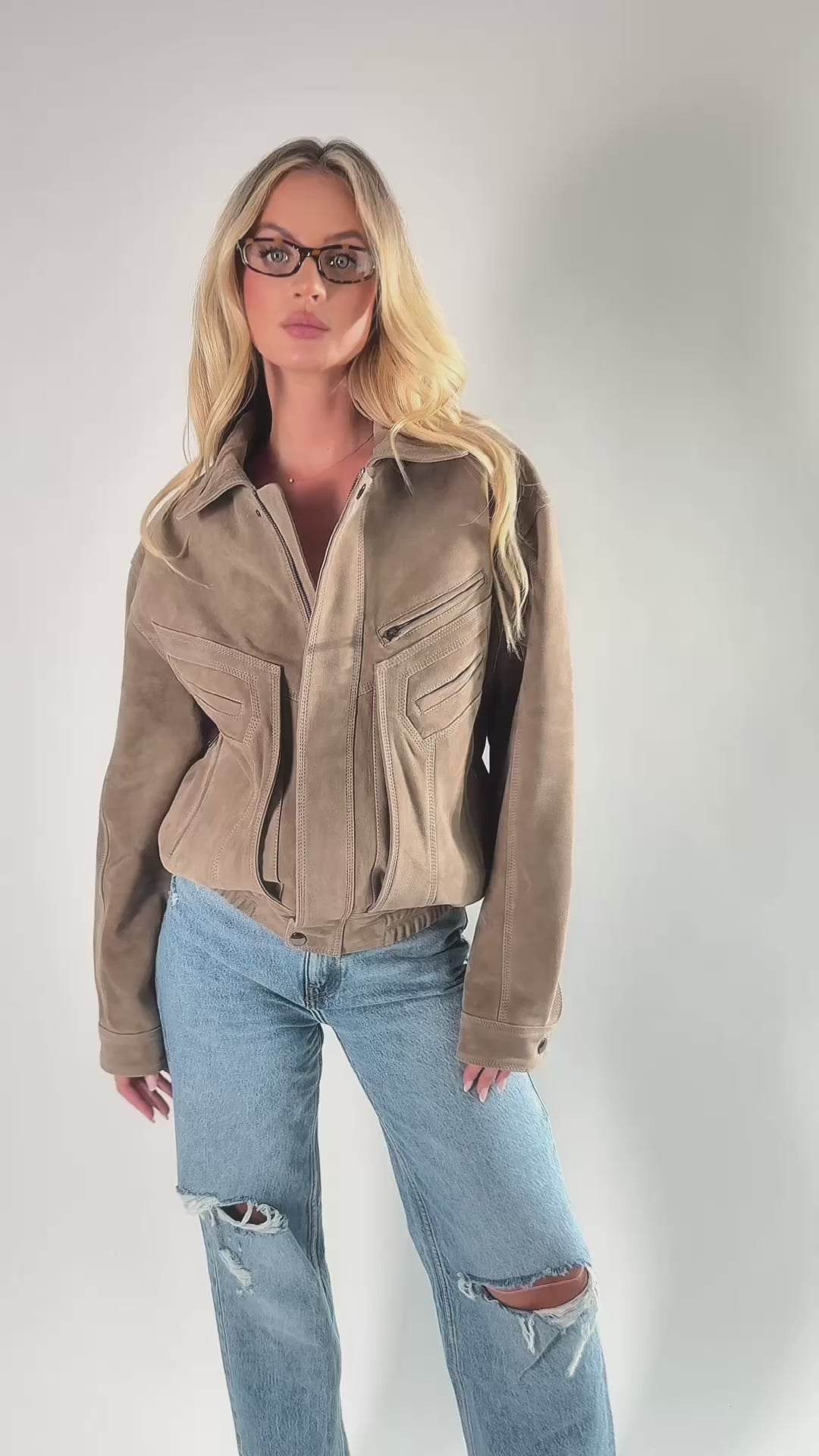 Skórzana kurtka Cappucino Unisex z zamszu