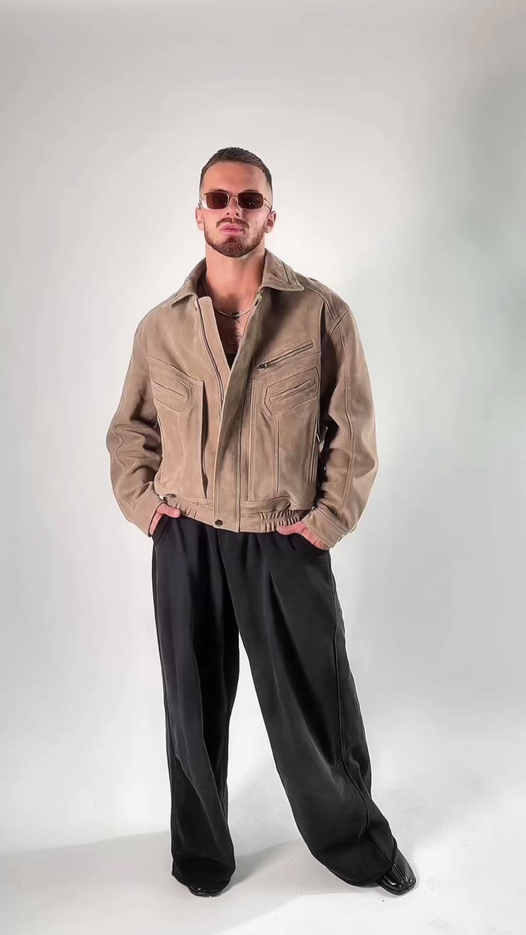 Skórzana kurtka Cappucino Unisex z zamszu