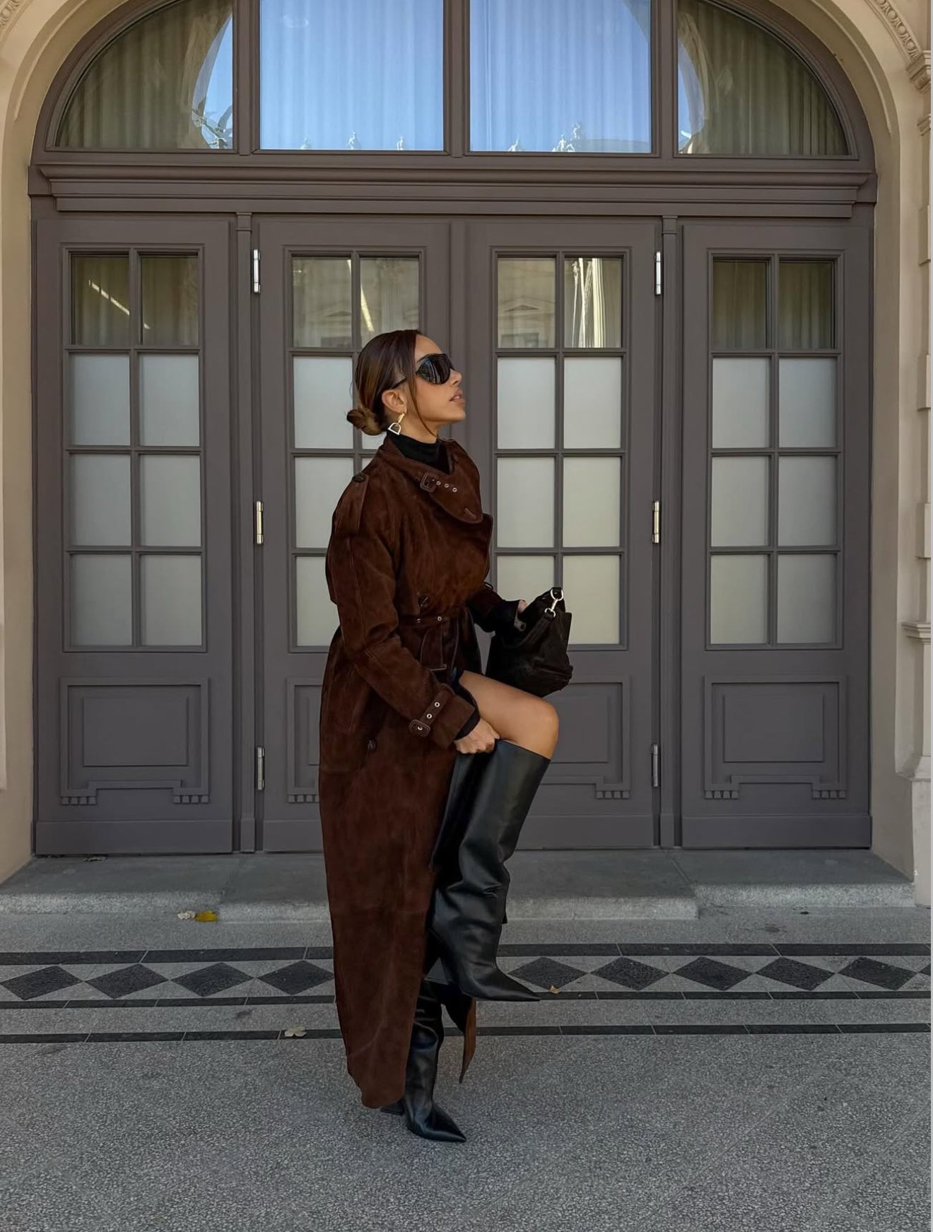 Skórzany, Maxi płaszcz o kroju sukienki z paskiem. Kilka kolorów. Skóra lub zamsz