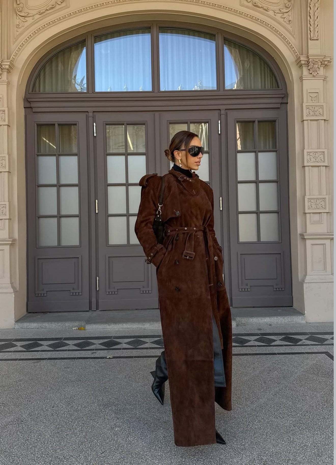 Skórzany, Maxi płaszcz o kroju sukienki z paskiem. Kilka kolorów. Skóra lub zamsz