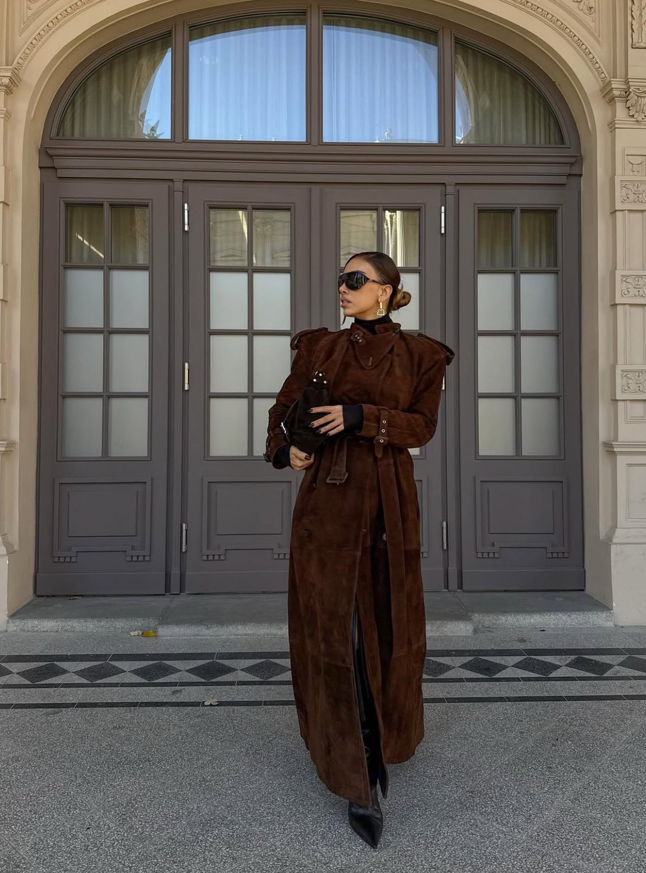 Skórzany, Maxi płaszcz o kroju sukienki z paskiem. Kilka kolorów. Skóra lub zamsz