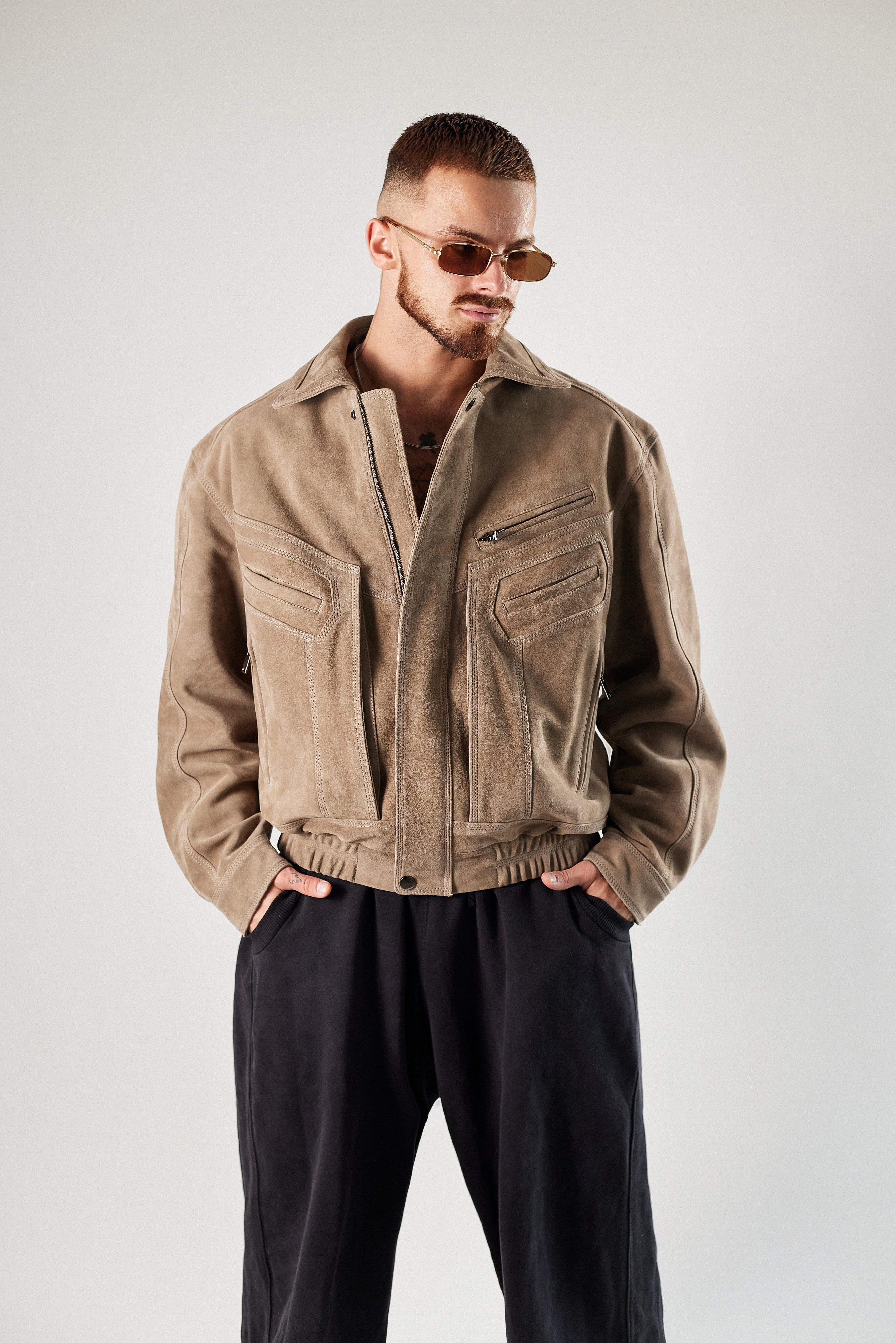 Skórzana kurtka Cappucino Unisex z zamszu