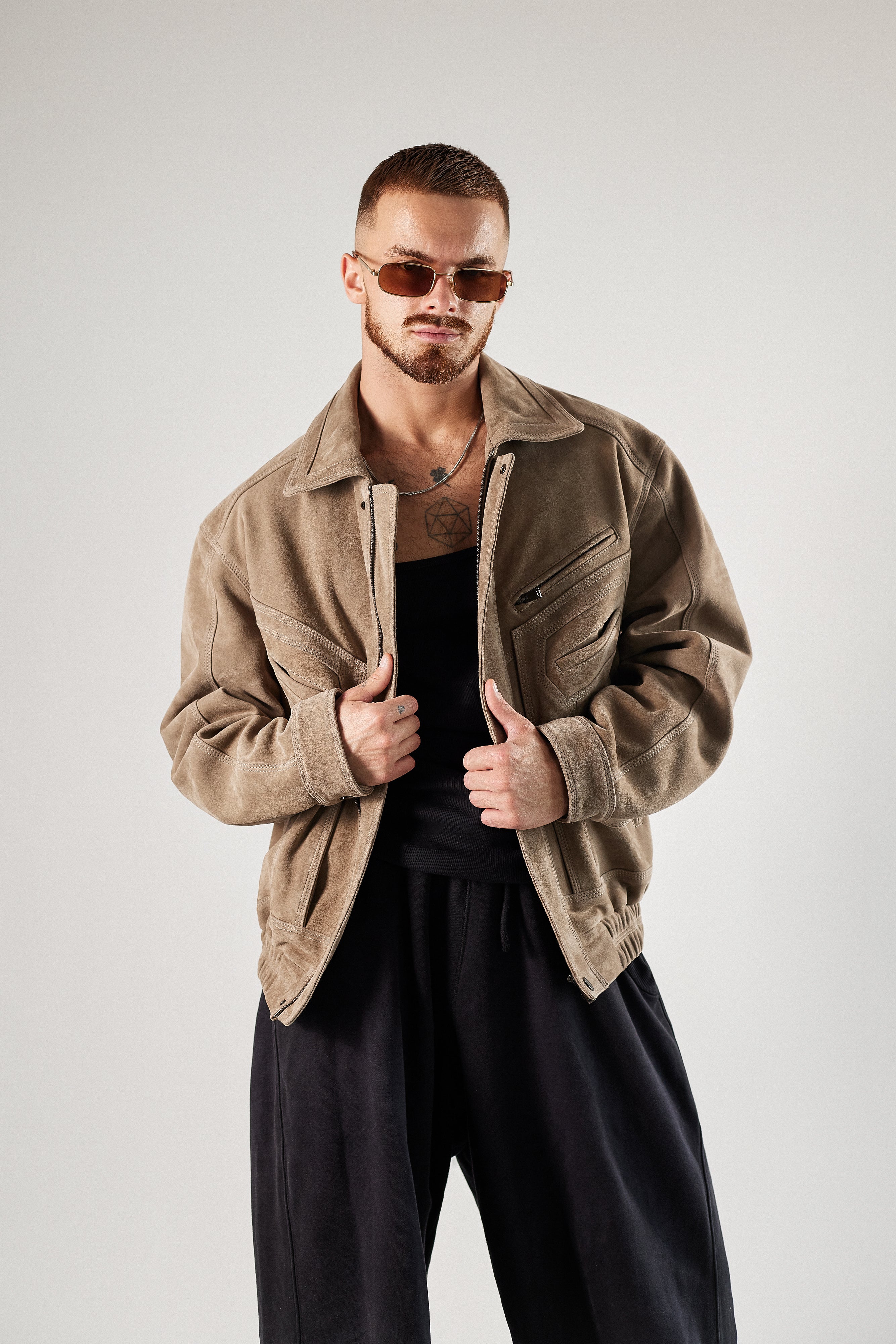 Skórzana kurtka Cappucino Unisex z zamszu