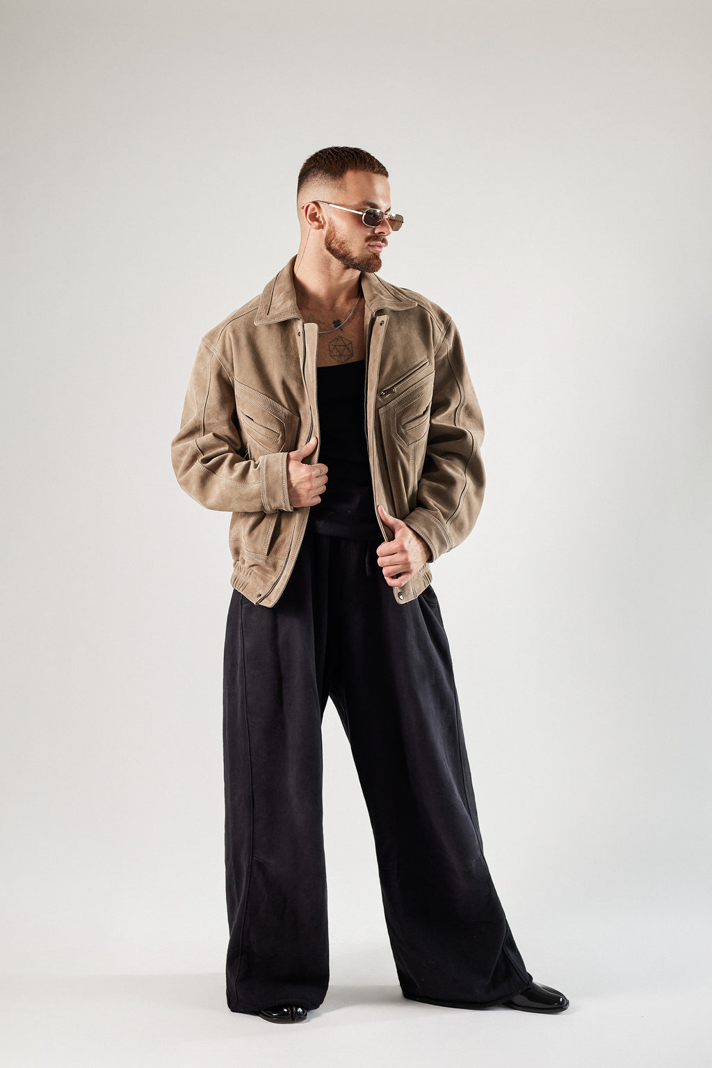 Skórzana kurtka Cappucino Unisex z zamszu