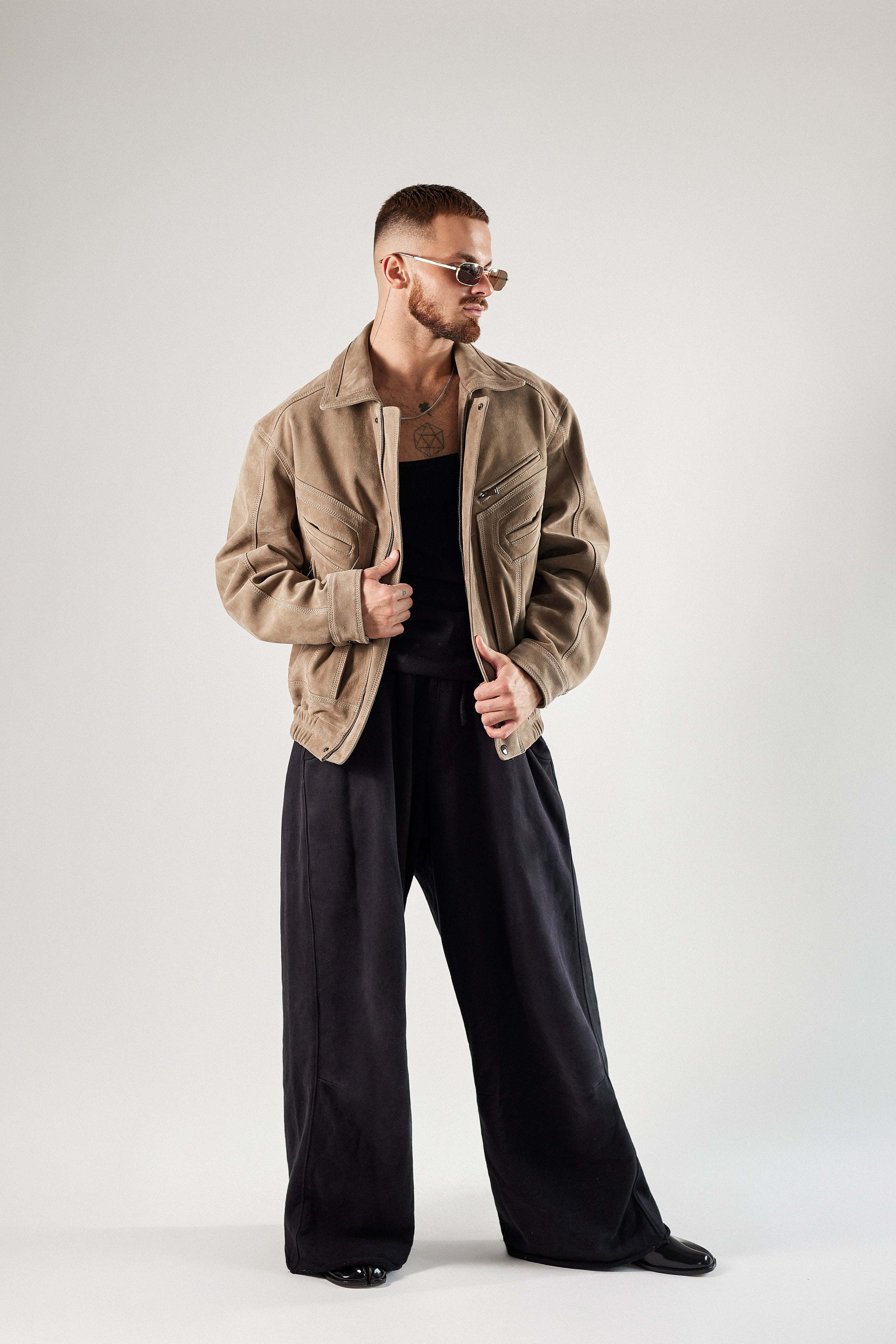 Skórzana kurtka Cappucino Unisex z zamszu
