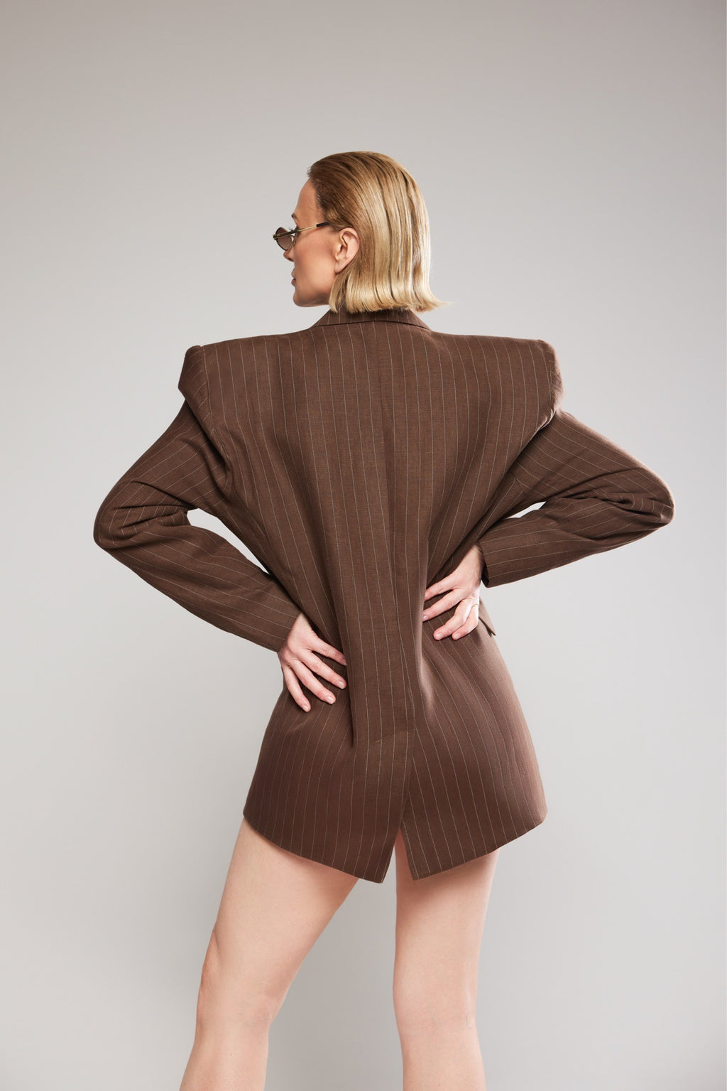 PARIS CHOCOLATE Linen Blazer Dress - Vaulte