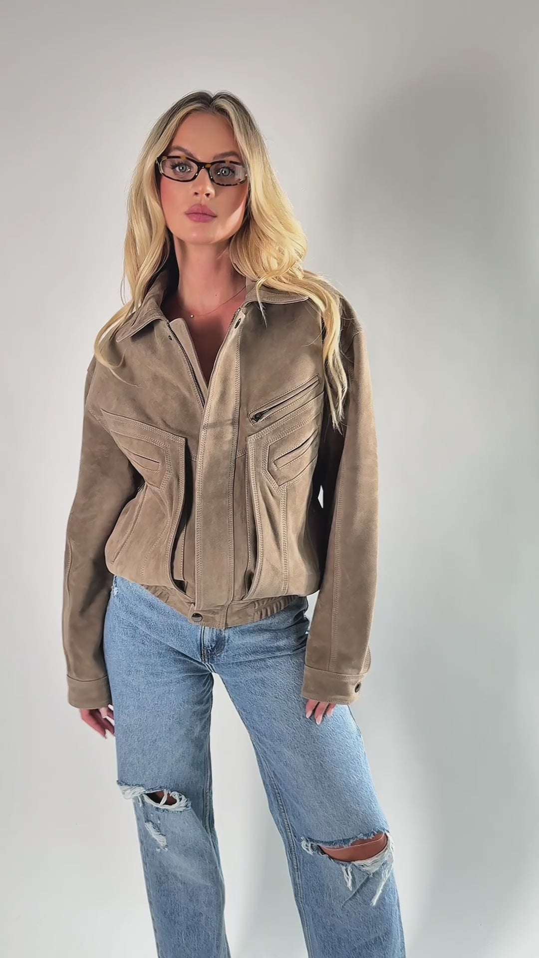 Skórzana kurtka Cappucino Unisex z zamszu