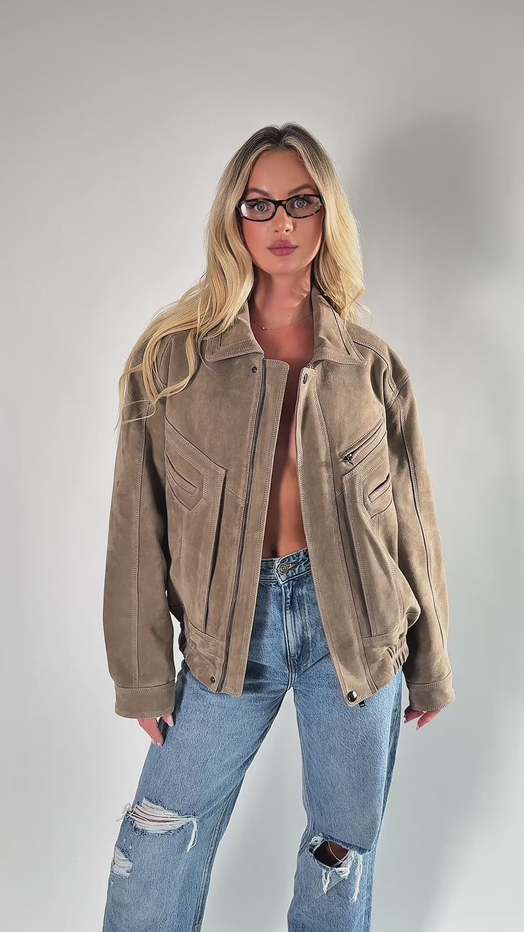 Skórzana kurtka Cappucino Unisex z zamszu