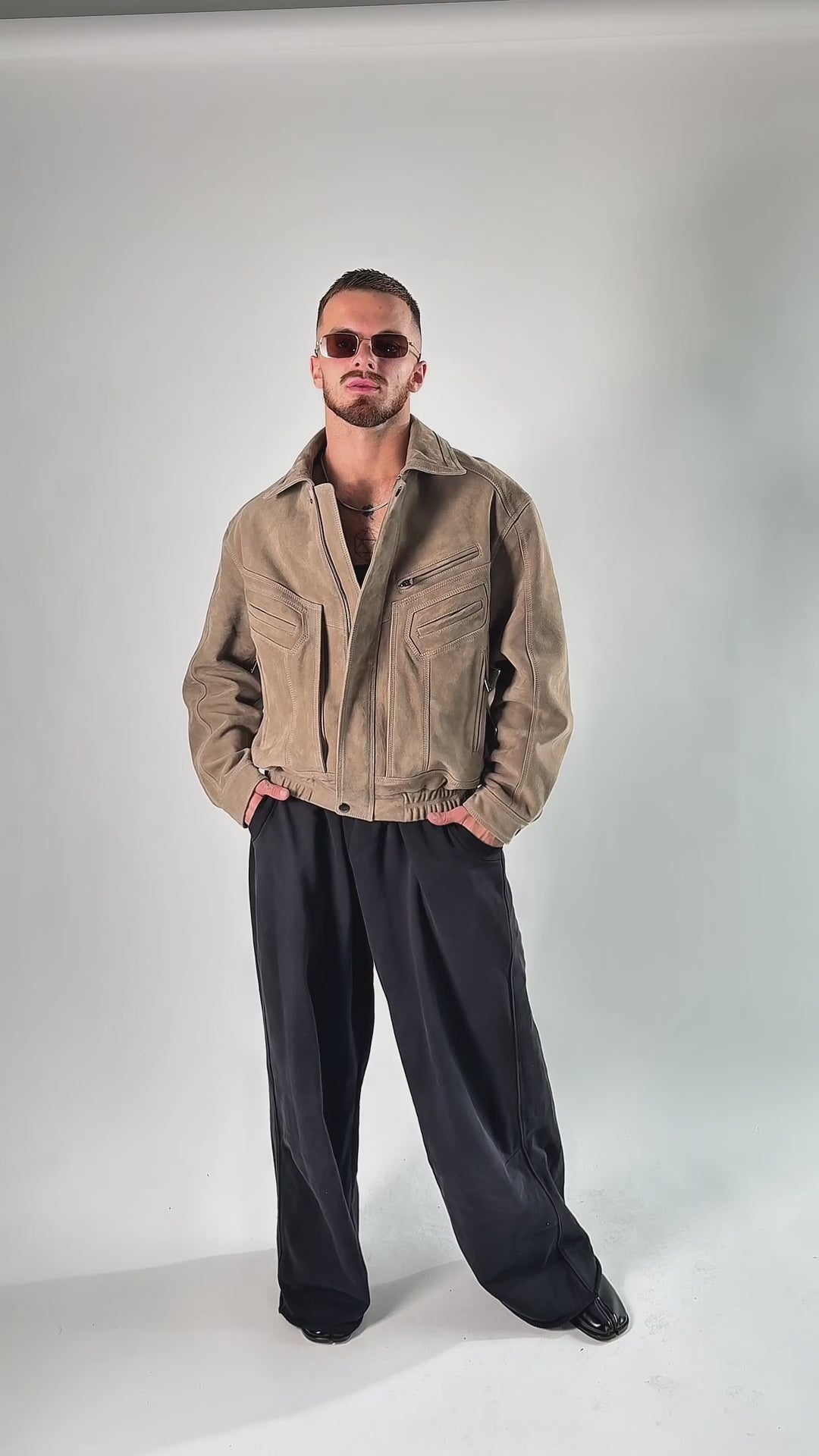 Skórzana kurtka Cappucino Unisex z zamszu