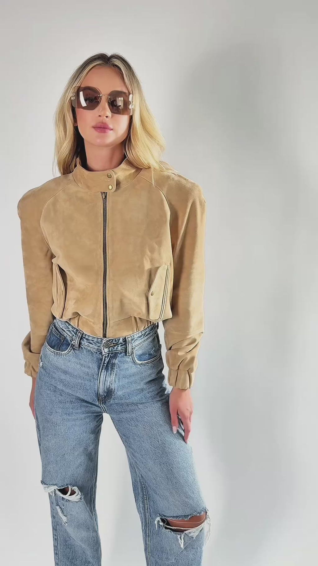 Bomber jacket made of natural suede